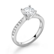 Platinum Single Stone Wire Set Diamond Ring (1.01) 1.19 Carats