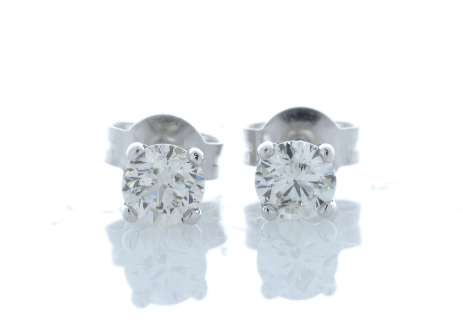 18ct White Gold Single Stone Wire Set Diamond Earring 0.80 Carats