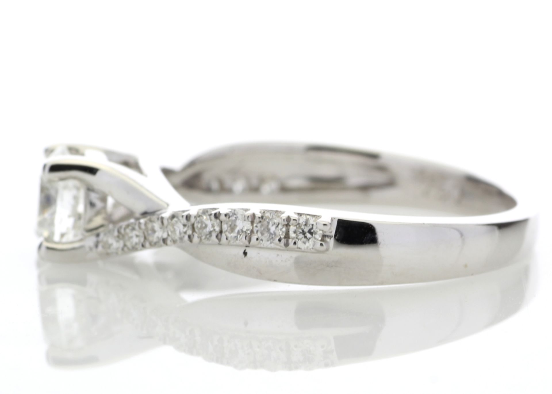 18ct White Gold Single Stone diamond Ring With Stone Set Shoulders (0.52) 0.72 Carats - Image 2 of 4