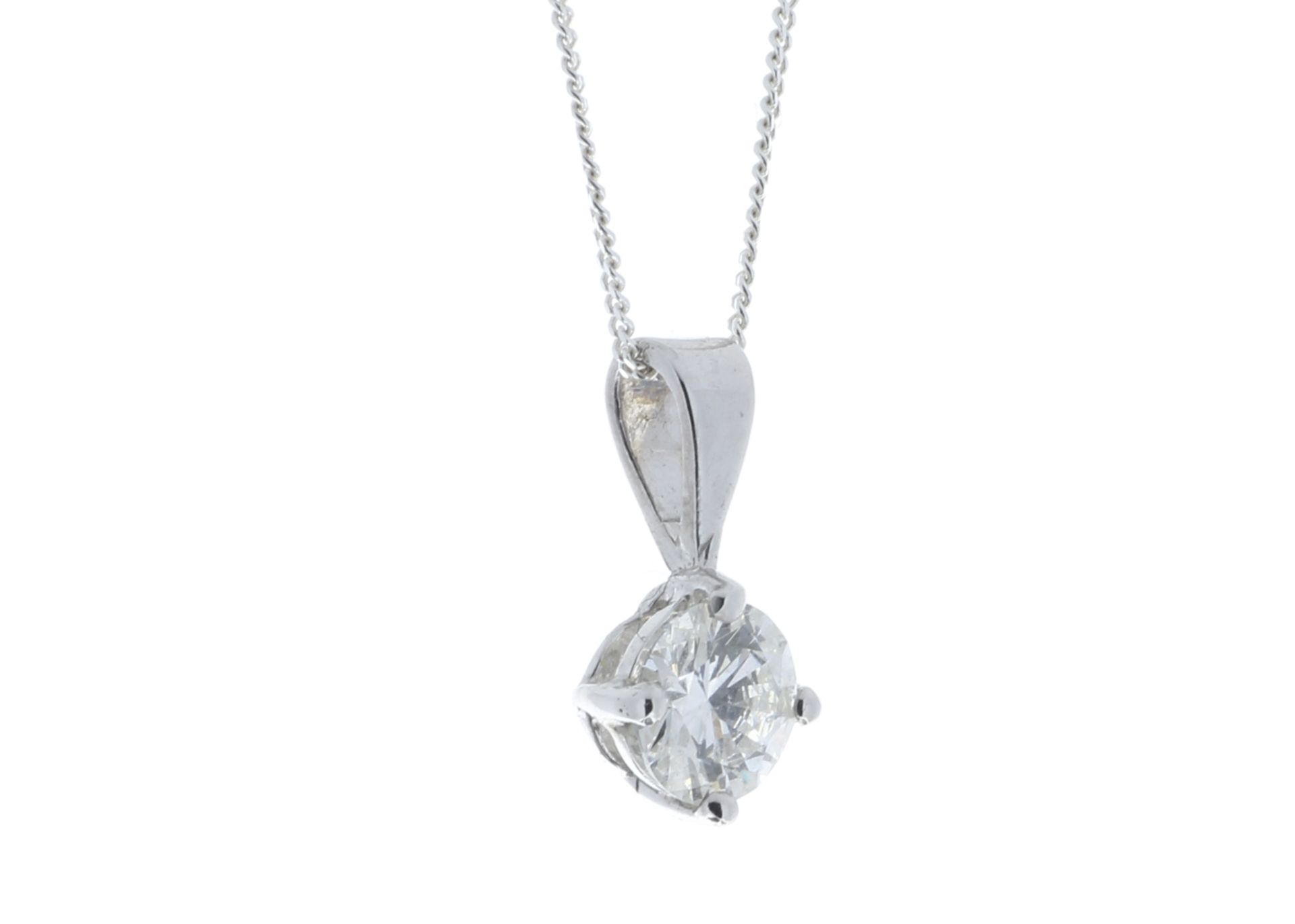 18ct White Gold Single Stone Wire Set Diamond Pendant 0.80 Carats - Image 2 of 4