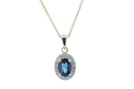 9ct Yellow Gold Diamond And Sapphire Pendant 0.11 Carats