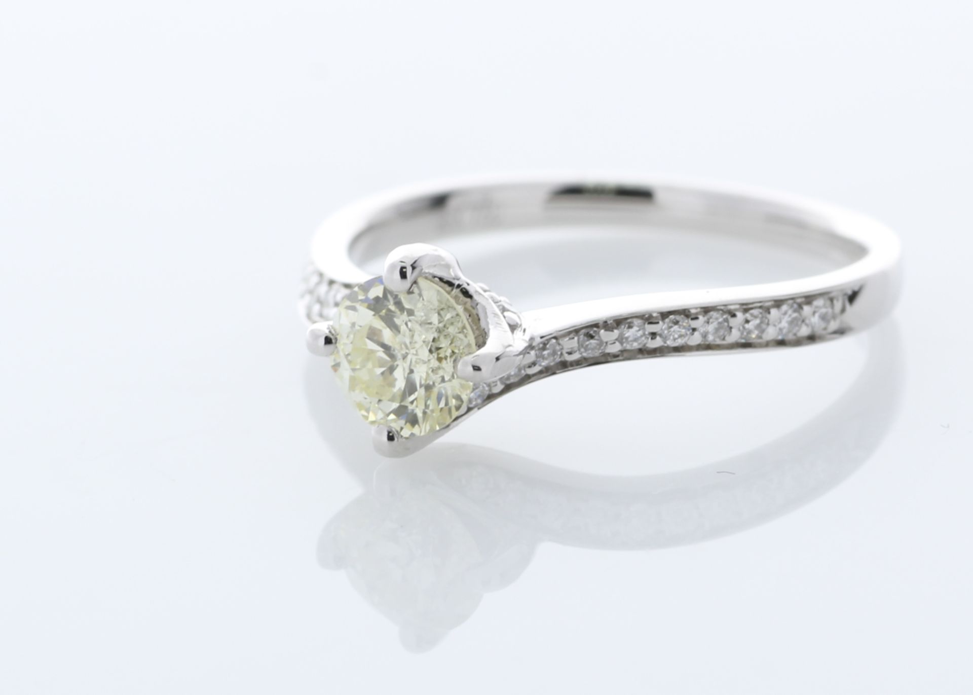 18ct White Gold Single Stone with Diamond set Shoulders Ring (0.57) 0.72 Carats - Image 2 of 6