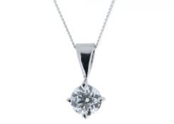 18ct White Gold Single Stone Wire Set Diamond Pendant 0.70 Carats