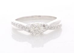 18ct White Gold Single Stone Fancy Claw Set Diamond Ring (0.52) 0.70 Carats