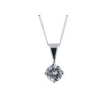 18ct White Gold Single Stone Wire Set Diamond Pendant 0.80 Carats