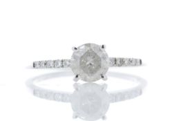 18ct White Gold Single Stone Prong Set With Stone Set Shoulders Diamond Ring 1.01 Carats