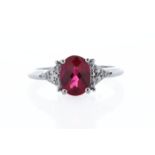 9ct White Gold Fancy Cluster Diamond And Created Ruby Ring Carats