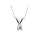 9ct White Gold Single Stone Claw Set Diamond Pendant 0.10 Carats