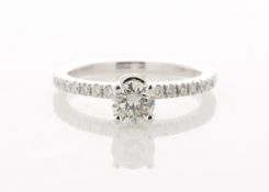 18ct White Gold Single Stone Prong Set With Stone Set Shoulders Diamond Ring (0.50) 0.73 Carats