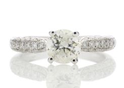 18ct White Gold Single Stone Diamond Ring With Stone Set Shoulders (1.00) 1.38 Carats