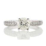 18ct White Gold Single Stone Diamond Ring With Stone Set Shoulders (1.00) 1.38 Carats