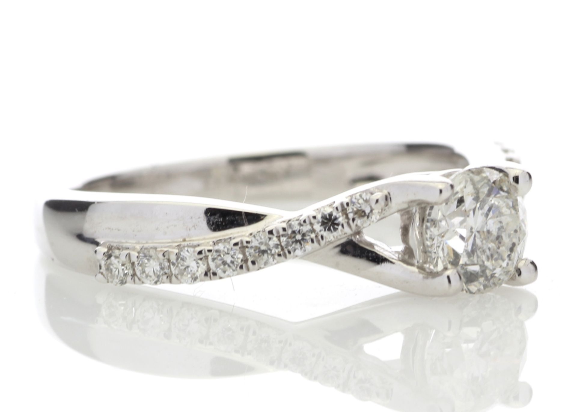 18ct White Gold Single Stone diamond Ring With Stone Set Shoulders (0.52) 0.72 Carats - Image 3 of 4