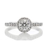 18ct White Gold Single Stone Halo Diamond Ring (0.50) 0.70 Carats