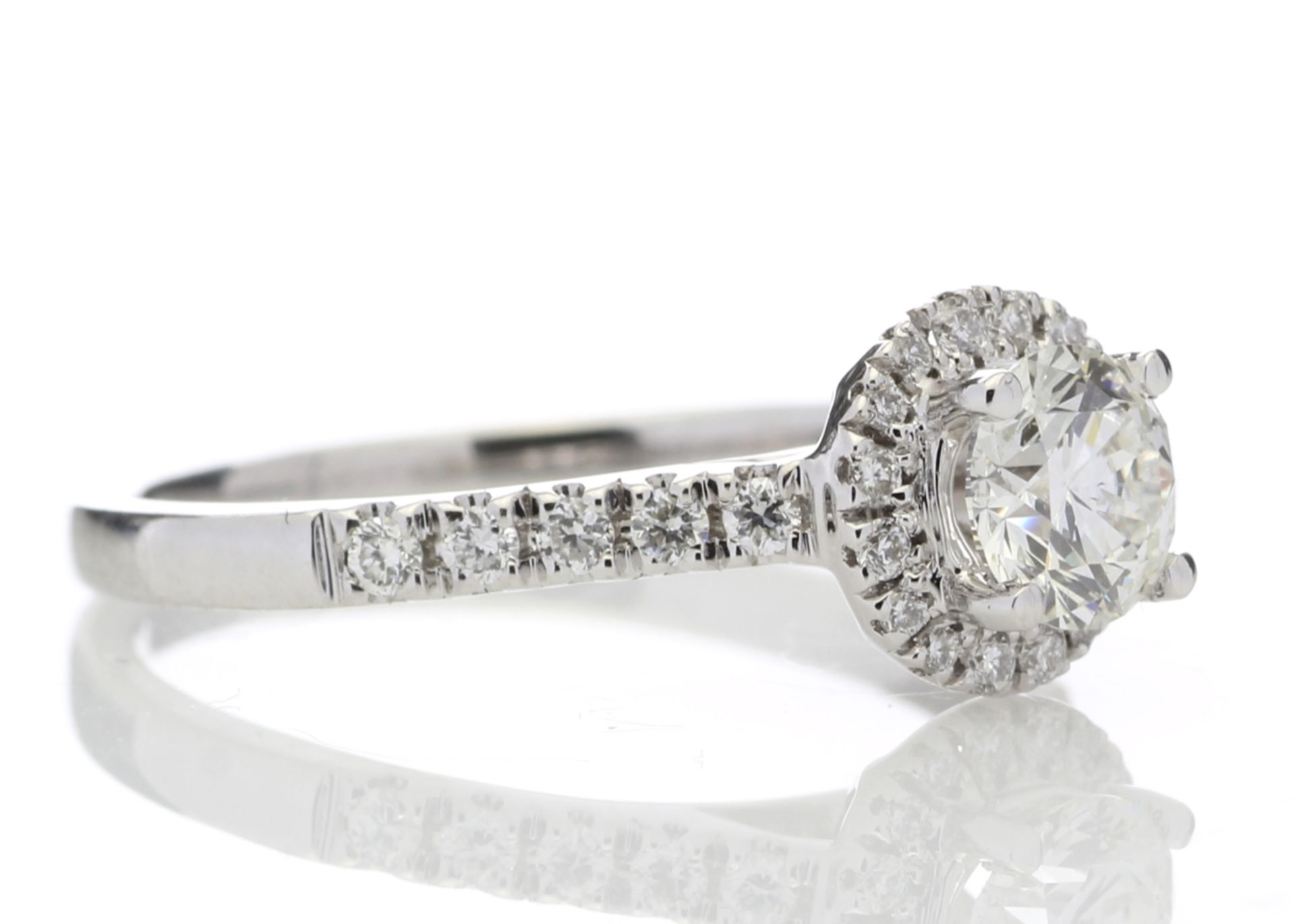 18ct White Gold Single Stone Halo Diamond Ring (0.50) 0.70 Carats - Image 4 of 6