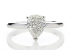 18ct White Gold Single Stone Pear Cut Diamond Ring 1.02 Carats