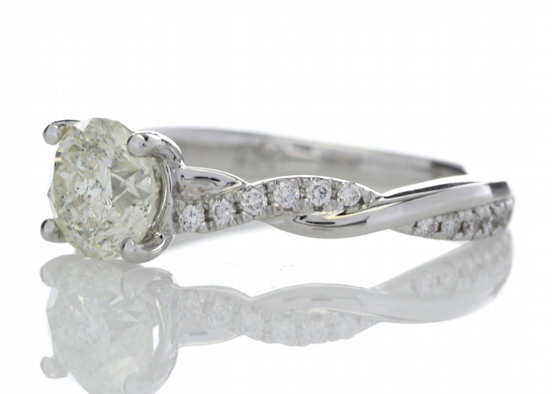 18ct White Gold Single Stone Diamond Ring With Waved Stone Set Shoulders (1.06) 1.22 Carats - Image 2 of 5