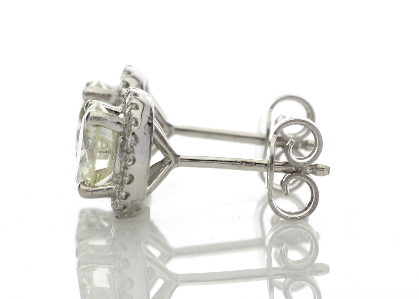 18ct White Gold Single Stone Halo Set Earrings (2.03) 2.26 Carats - Image 3 of 4