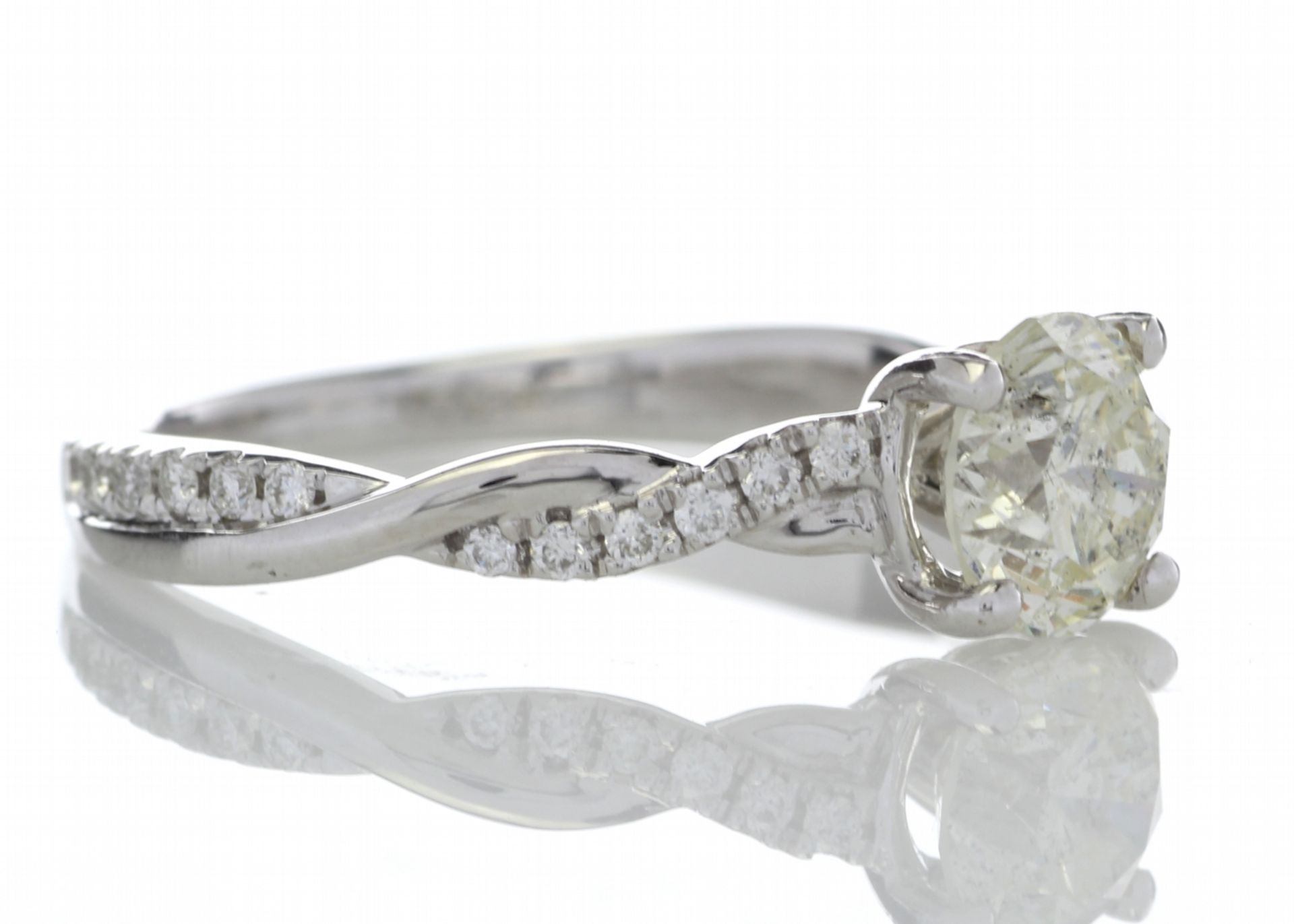 18ct White Gold Single Stone Diamond Ring With Waved Stone Set Shoulders (1.06) 1.22 Carats - Image 4 of 5