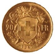 1910 Confederation gold - 20 Swiss francs Gold coin