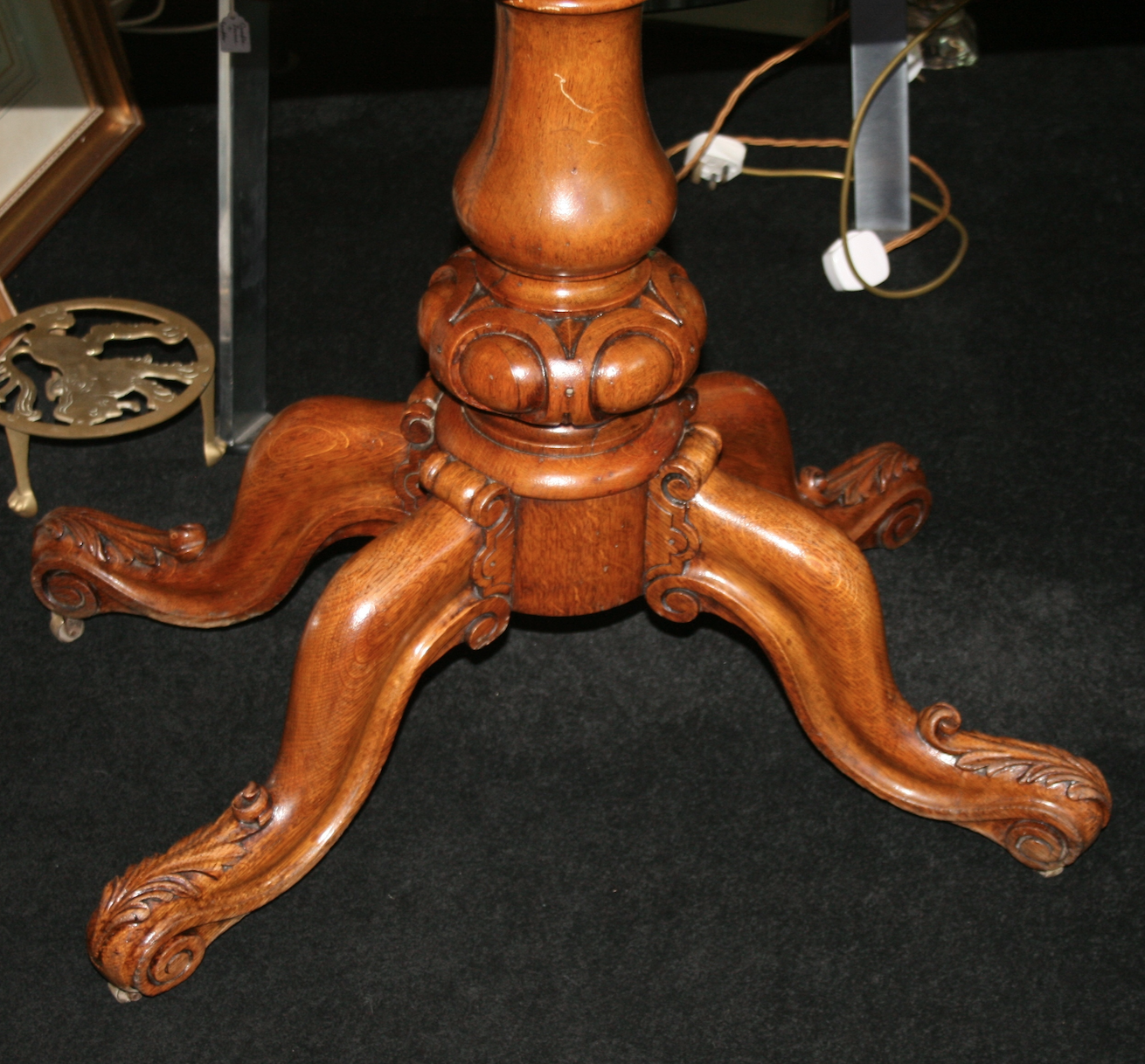 Victorian Carved Oak Fold Over Games Table - Image 5 of 7