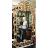 Very Large Tall Carved Wood Chippendale Style Gilt Mirror