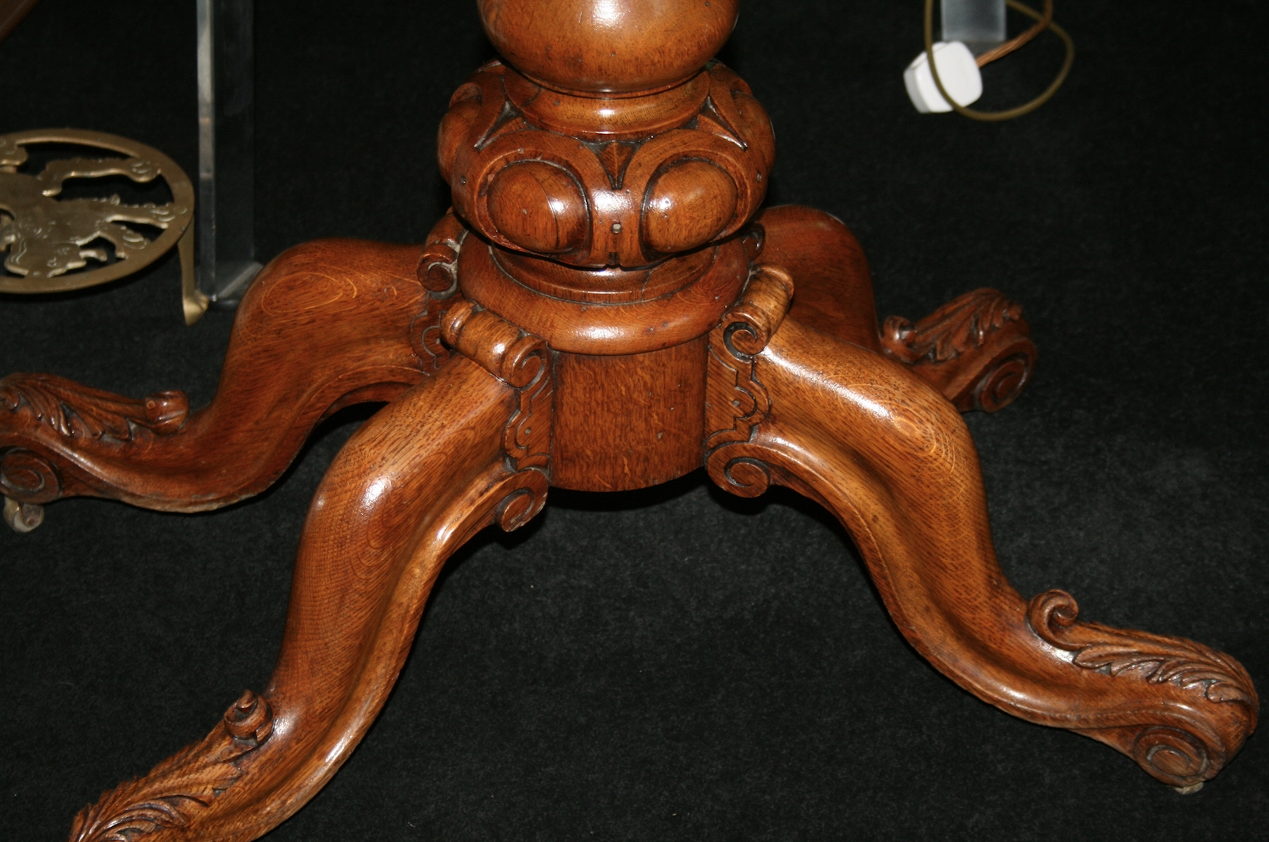 Victorian Carved Oak Fold Over Games Table - Image 6 of 7