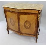 Vintage Epstein Marble Topped Inlaid Side Cabinet