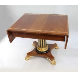 Inlaid Mahogany Sofa Table with Carved Gilt Pedestal