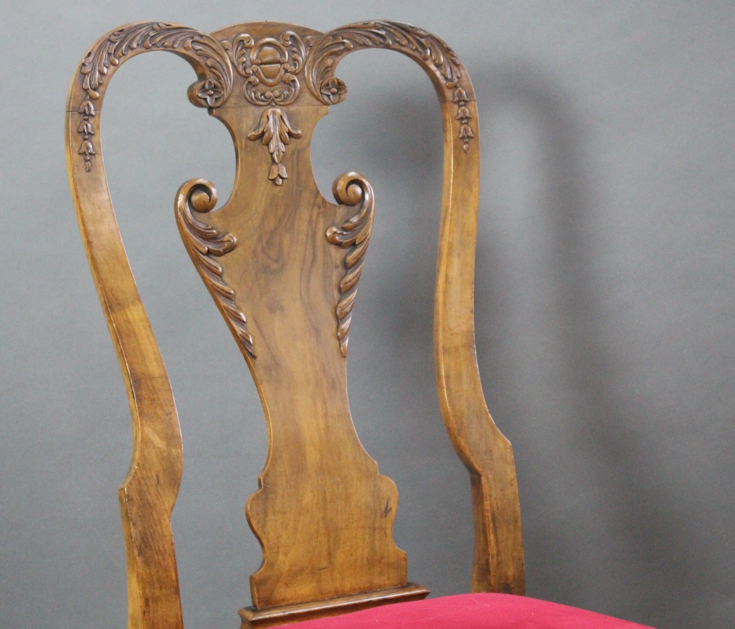 Set of 6 Early 20th c. Georgian Style Carved Walnut Dining Chairs - Image 11 of 13