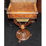 Victorian Walnut Sewing Works Table