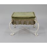 Vintage Shabby Chic Painted Upholstered Foot Stool