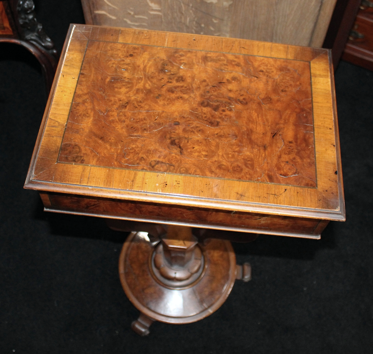 Victorian Walnut Sewing Works Table - Image 4 of 12