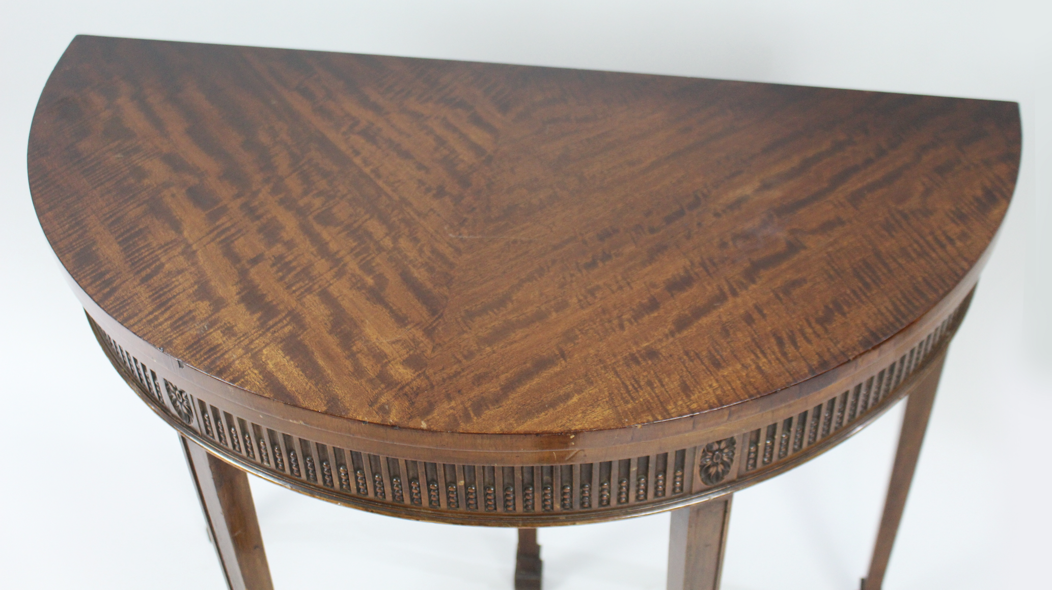 Georgian Style Solid Mahogany Demilune Side Table - Image 7 of 7