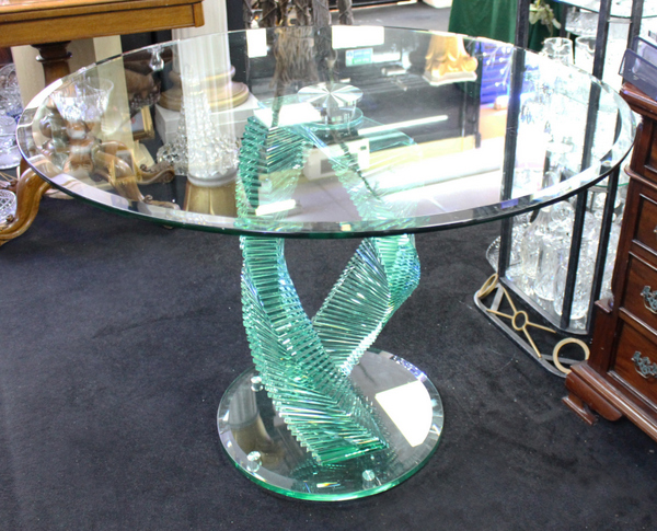 Heavy Glass Spiral Form Round Centre Table - Image 2 of 2