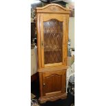 Heavy Reproduction Medium Light Wood Corner Cabinet