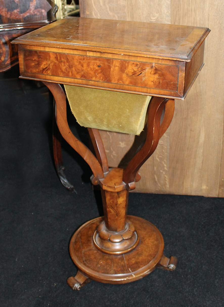 Victorian Walnut Sewing Works Table - Image 3 of 12