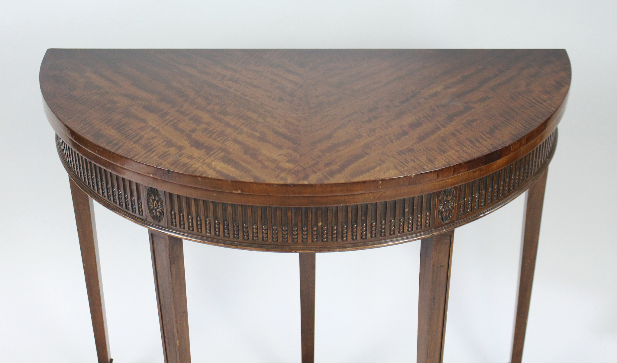 Georgian Style Solid Mahogany Demilune Side Table - Image 6 of 7