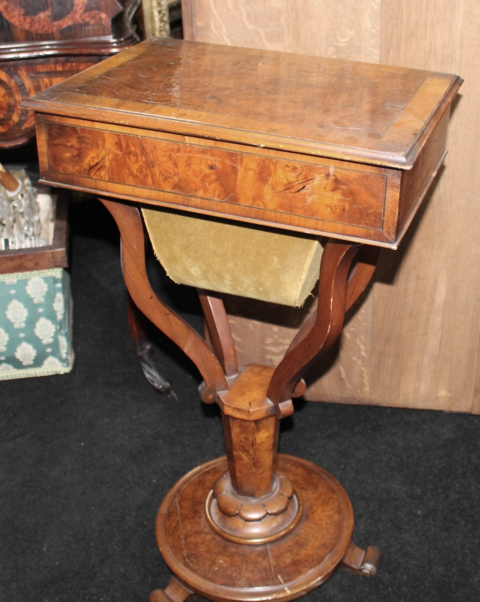 Victorian Walnut Sewing Works Table - Image 2 of 12