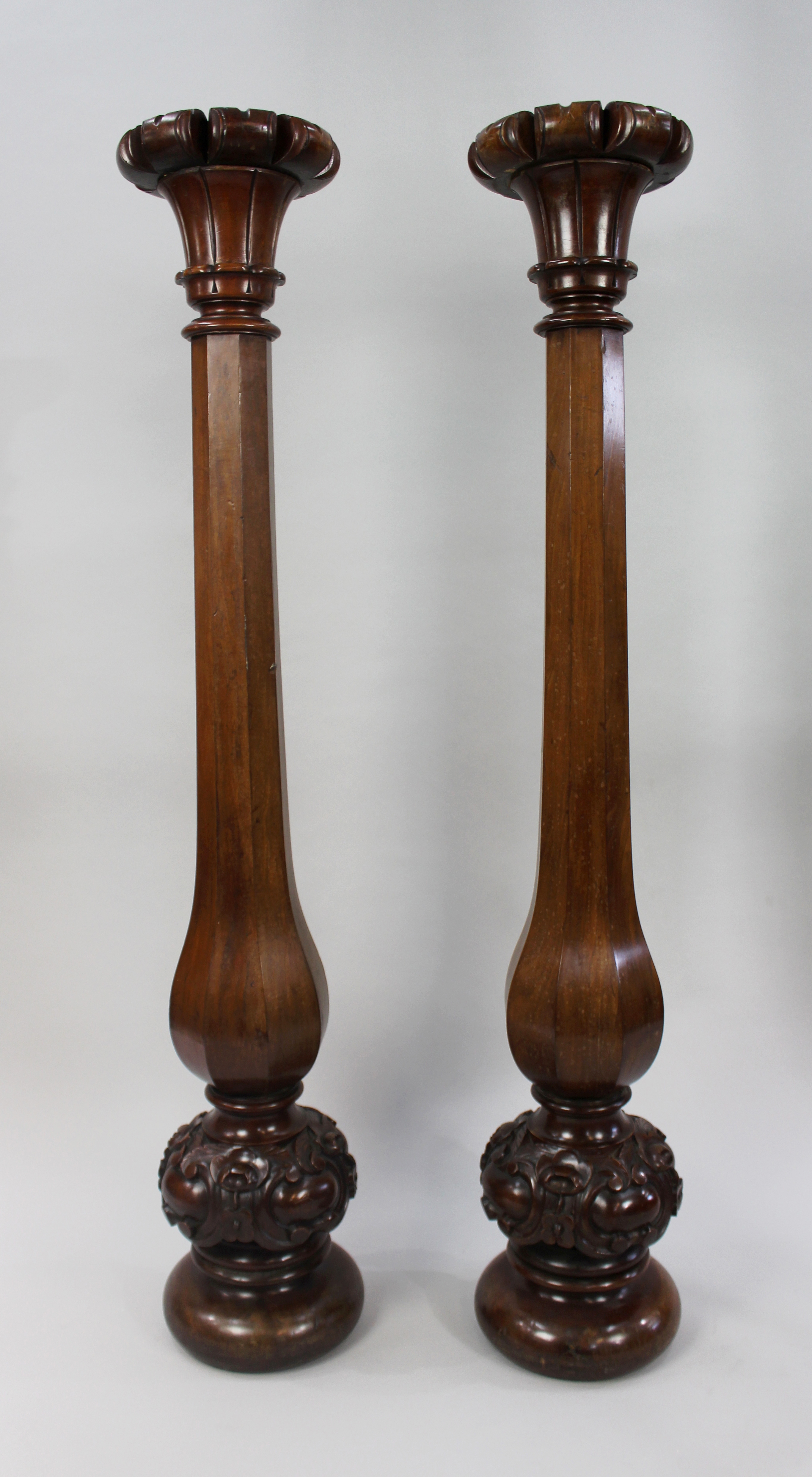 Pair of Early Victorian Carved Mahogany Pedestals - Image 2 of 10