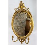 Victorian Oval Gilt Gesso Girandole Mirror