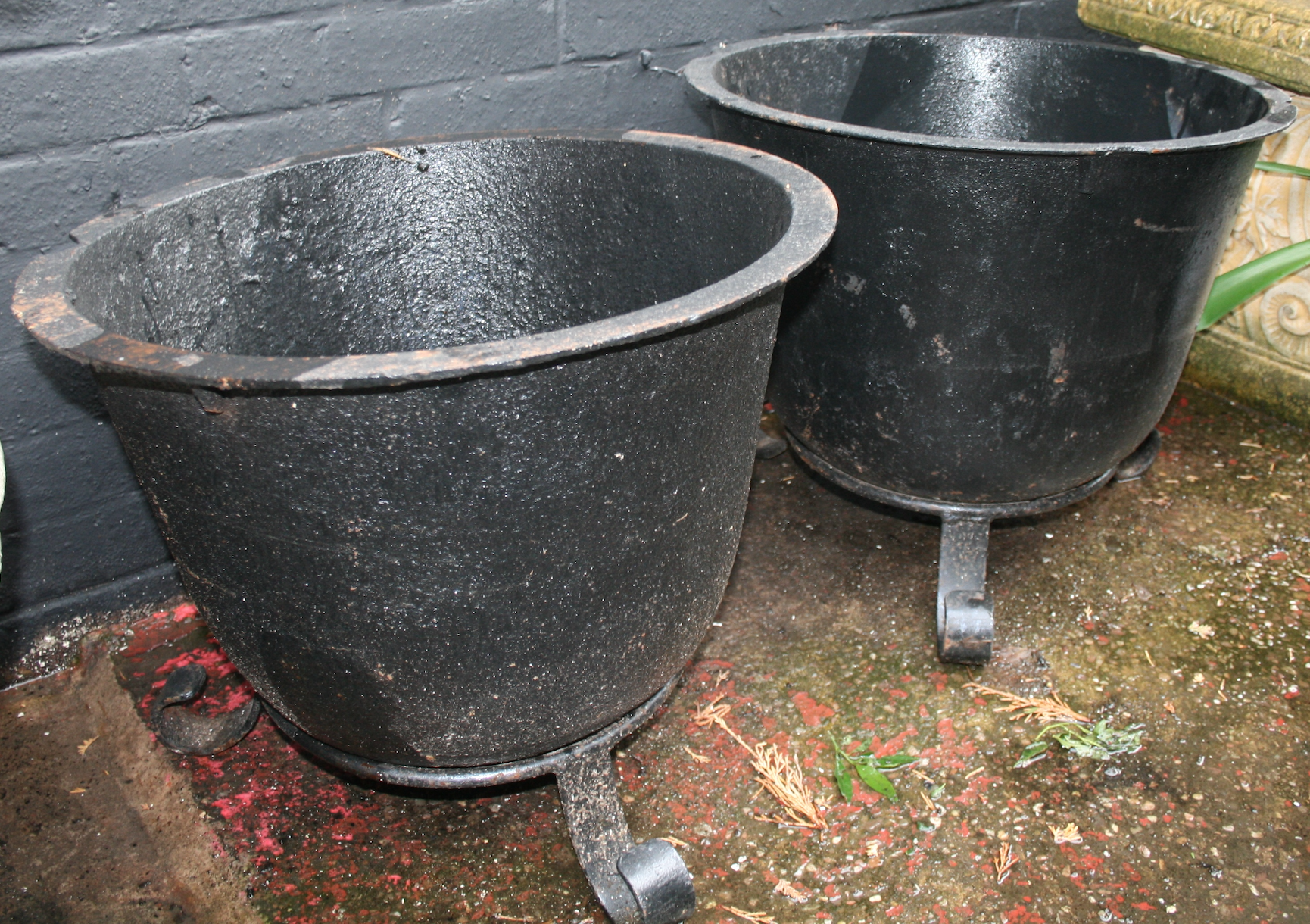 Pair of Victorian Cast Iron Plant Pots On Stands - Image 3 of 5