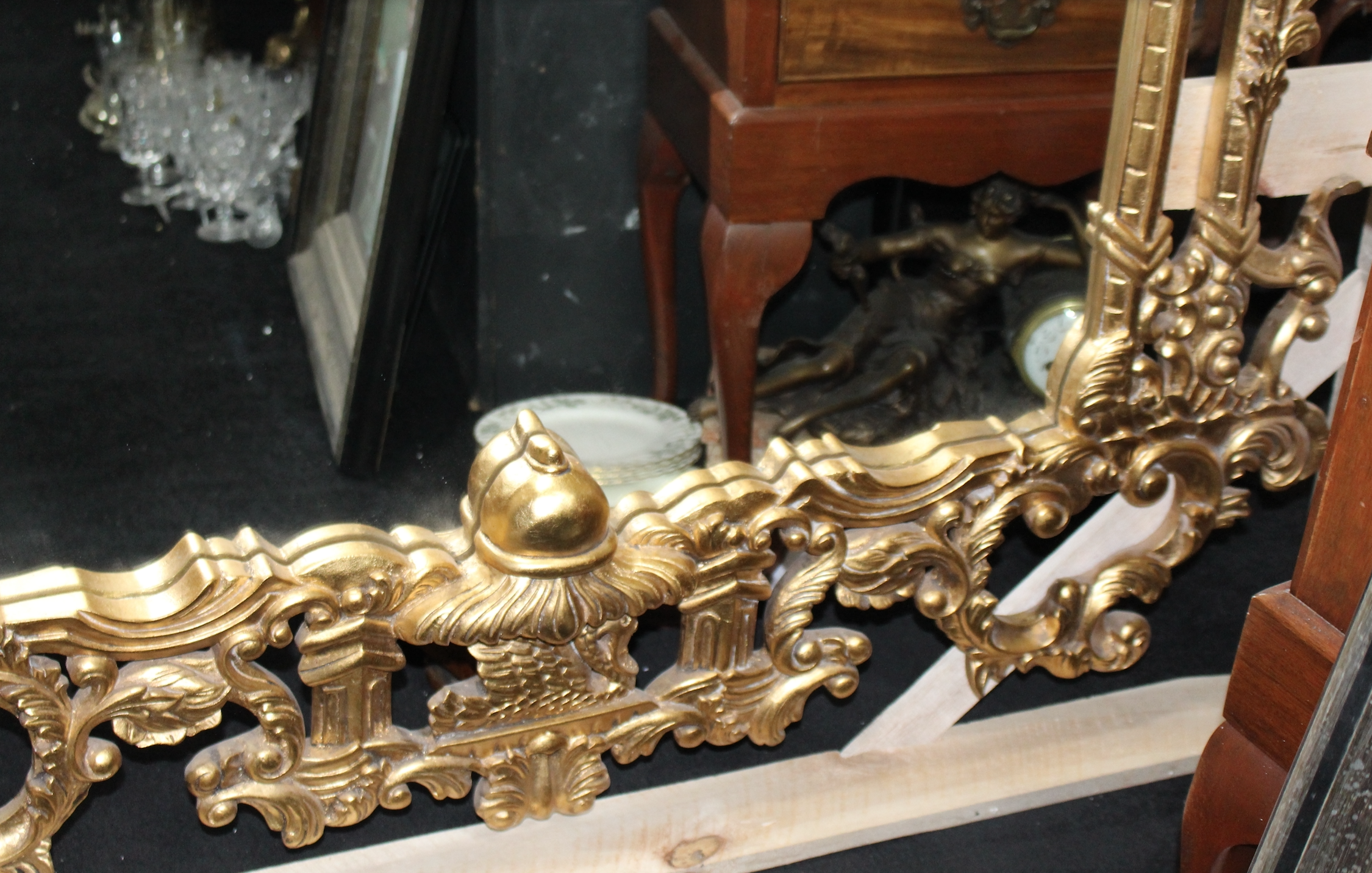 Very Large Tall Carved Wood Chippendale Style Gilt Mirror - Image 4 of 5