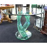 Heavy Glass Spiral Form Round Centre Table