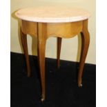 Round Occasional Marble Topped Satinwood Table