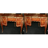 Pair of French Brass Bound Inlaid Desks