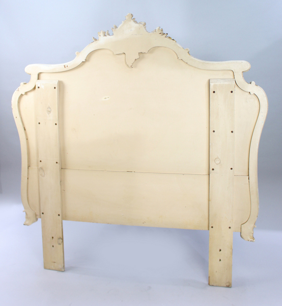 Heavy French Painted Carved Wood Headboard - Image 3 of 3