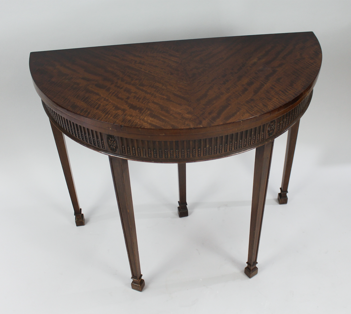 Georgian Style Solid Mahogany Demilune Side Table - Image 5 of 7