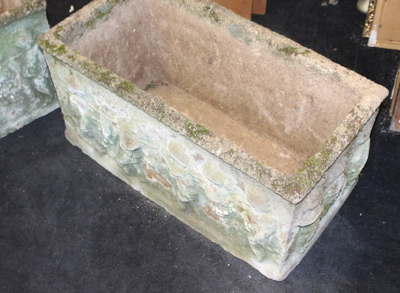 Pair of Old Reconstituted Cherubic Garden Planter Troughs - Image 4 of 4