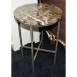 Metal Framed Lamp Table with Heavy Circular Marble Top