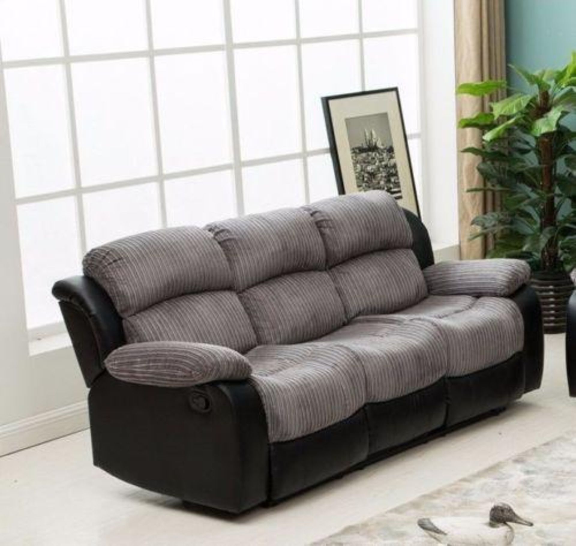 Brand New Boxed 3 Seater Plus 2 Seater California Sofas In Black/Grey - Image 2 of 3